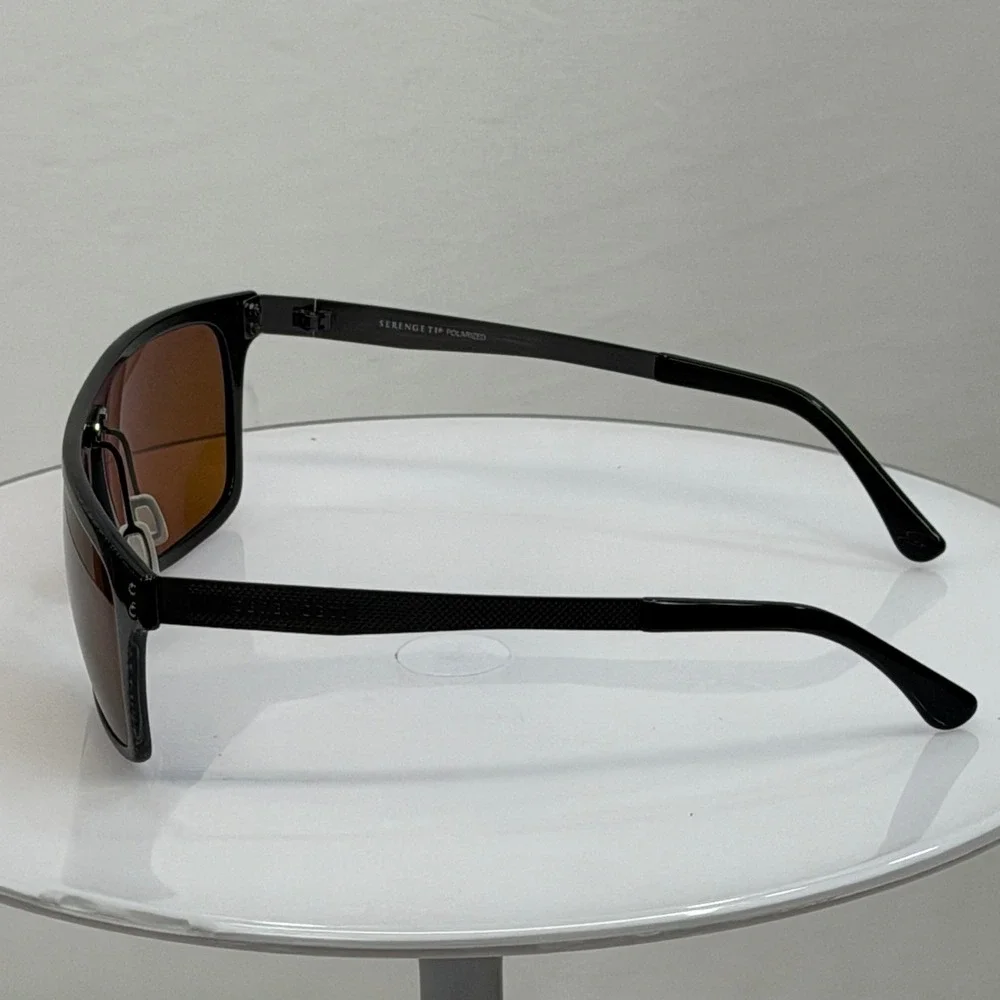 Serengeti Ferrara 7897 Polarized Sunglasses Black Frame Brown Lens Made in Italy